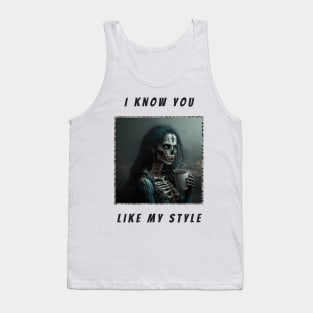 skeleton Coffee humor Tank Top